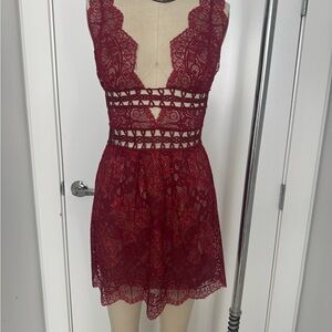 Elegant Red Lace Dress